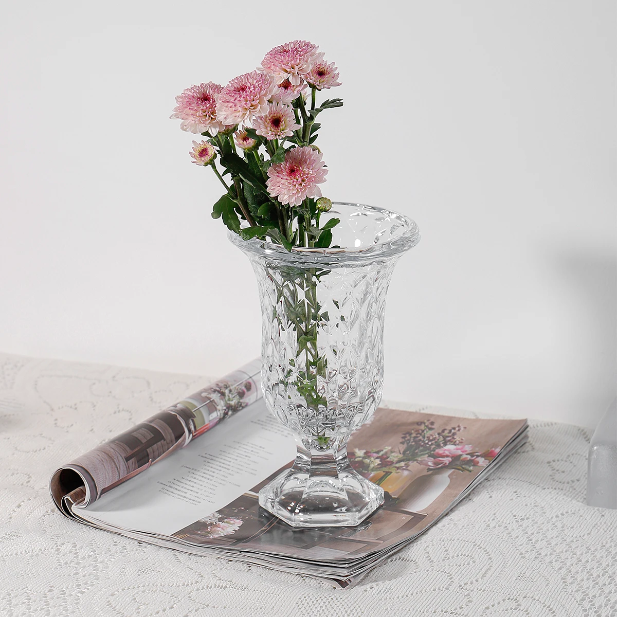 JINGHUANG Glassware China profession manufacturer simple cylinder tall clear flower glass vase