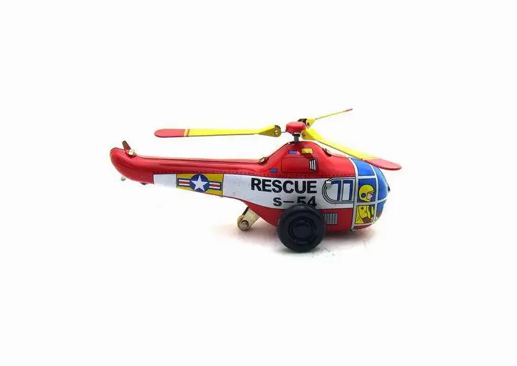 Rescue Helicopter Tin Toy Wind Up Bathroom Decoration