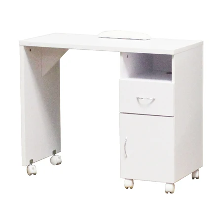 Economy nail salon desk manicure table with wheels and armrest