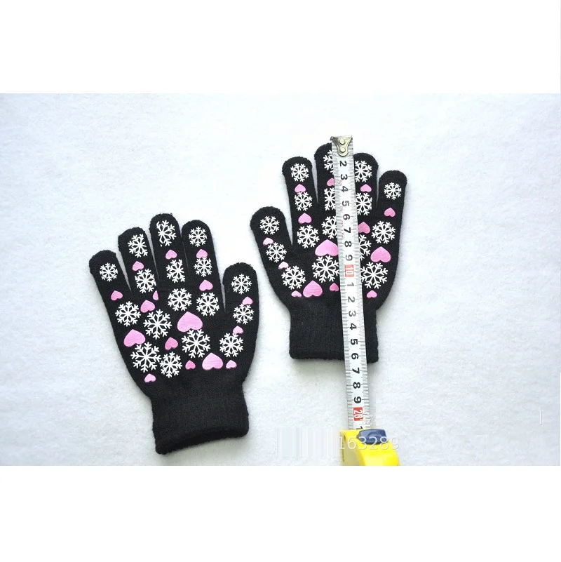 Warmom Cute Kid Mittens Children Winter Knitted Gloves For Boys Girl Snowflake Love Pattern Fingerling  Soft Warm Mitten
