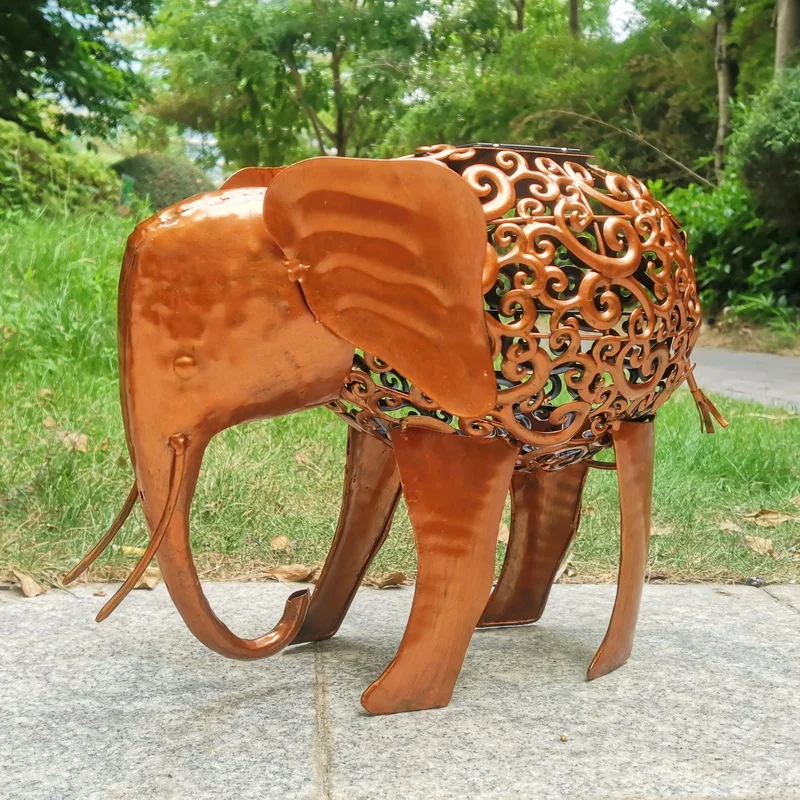 metal garden ornaments solar powered light up Elephant Statue