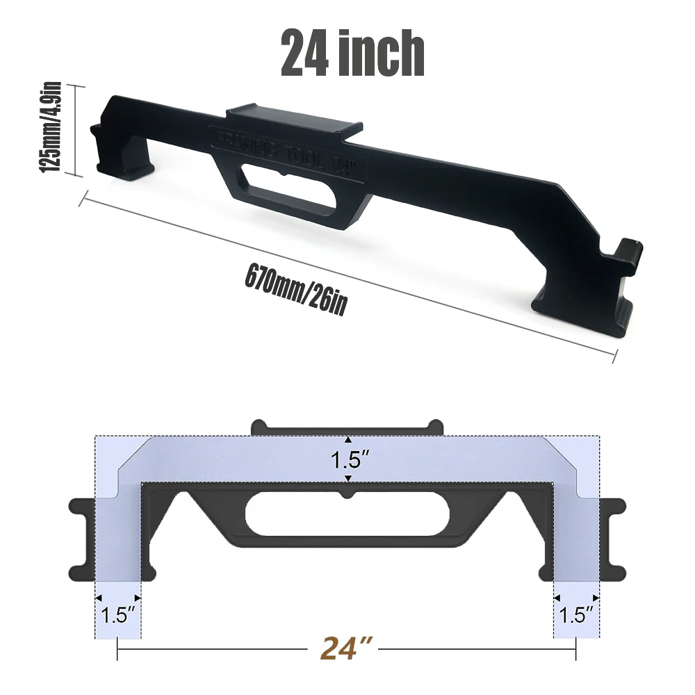 Center Stud Layout Black 24Inch Wall Accurate Measurement Framing Spacing Positioning Jig Cast Aluminum Wall Stud Framing Tool