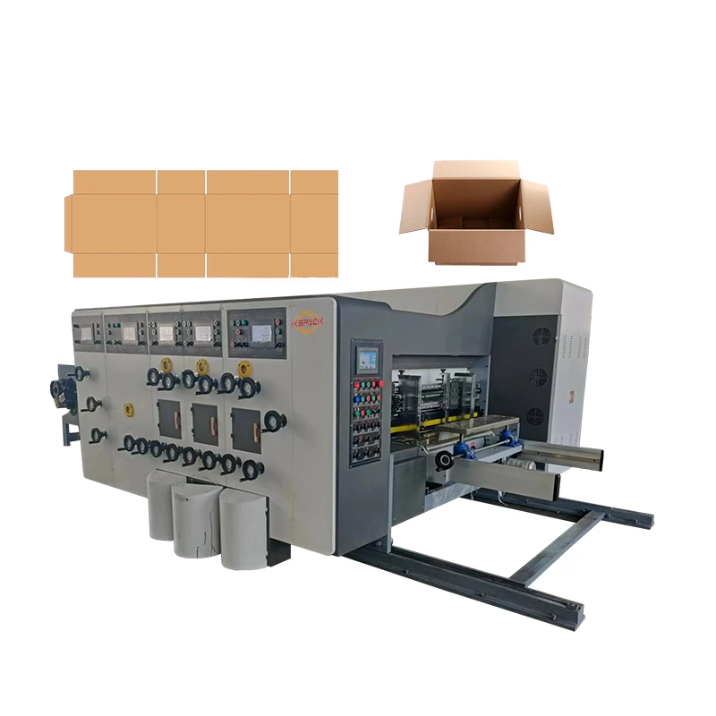automatic paper products corrugated carton box pizza box  printing machine three color printing slotter die cutting machine