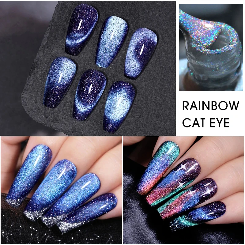 Полированный цветной голографический Алмазный Блестящий Магнитный глазурь магнит кошачий глаз УФ-гель