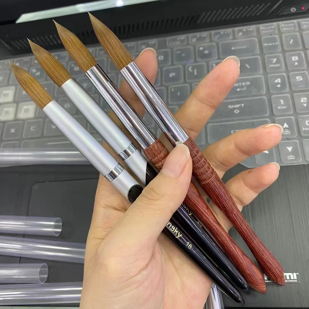 Custom Logo High quality International size 100% kolinsky sable nail brush Germany round kolinsky Acrylic Nail Brush