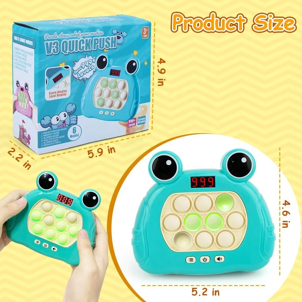 For Gift 6 Models Version with Game Clearance LED Screen Handheld Puzzle Game Fast Push Press Bubble Game Sensory Fidget Toys