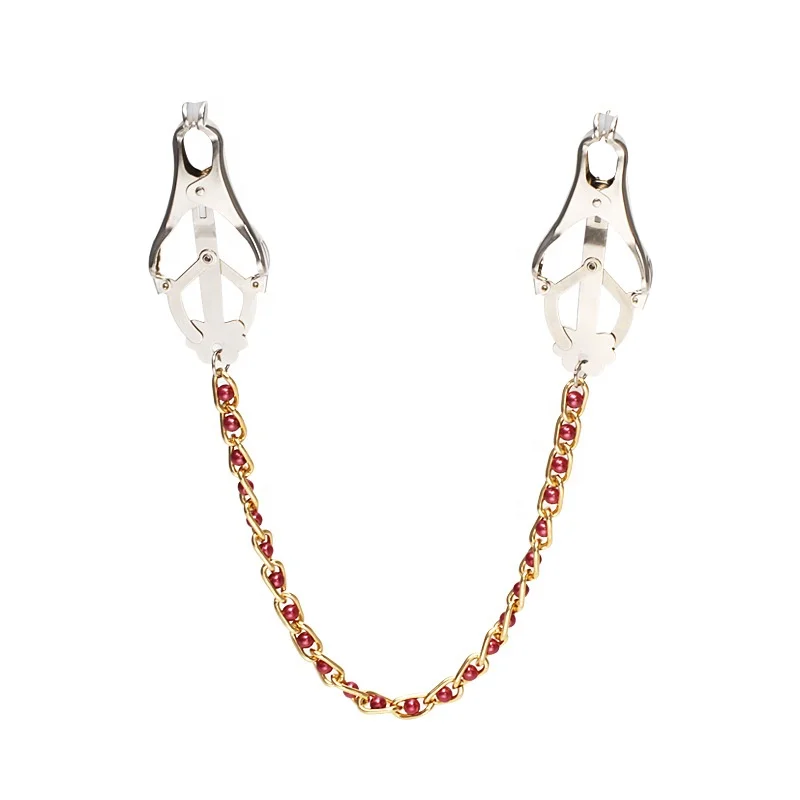 Roleplay BDSM Bondage Gear Nipple Clamp Sex Restraint Breast Clamps Decoration Chain linked Clover Clamps for Fun Play times