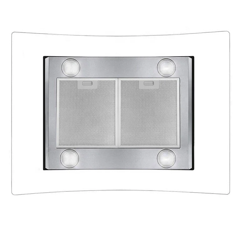 Curved Glass Island Range Hood Ceiling Mounted Kitchen Hood Over Island