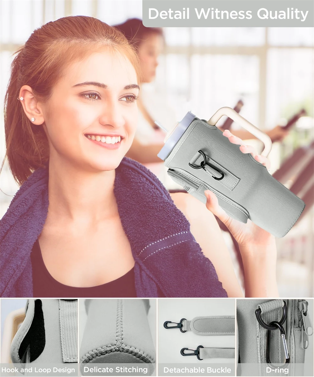 Neoprene Water Bottle Carrier Bag for Tumbler 40 oz with insulator carrier bags and adjustable Strap water bottle sleeve