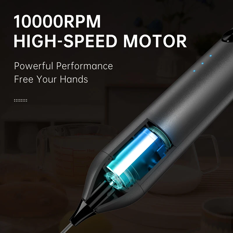 2 IN 1 Electric Egg Whisk Milk Frother Handheld Usb Rechargeable Egg Beater
