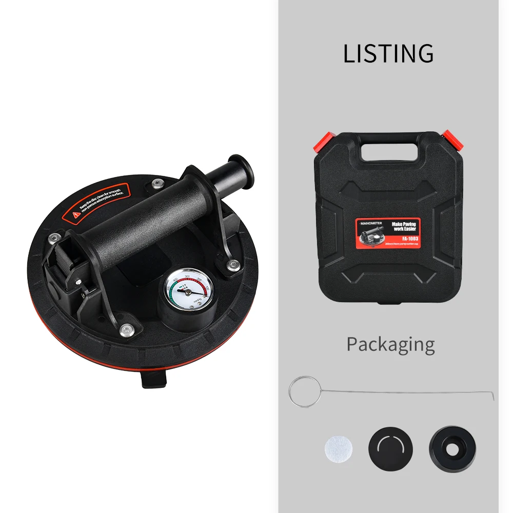 Glass Vacuum Suction Cup Lifter Heavy Duty Hand-held Vacuum Panel Lifter, Powerful Industrial Glass Sucker Carrier with Handle