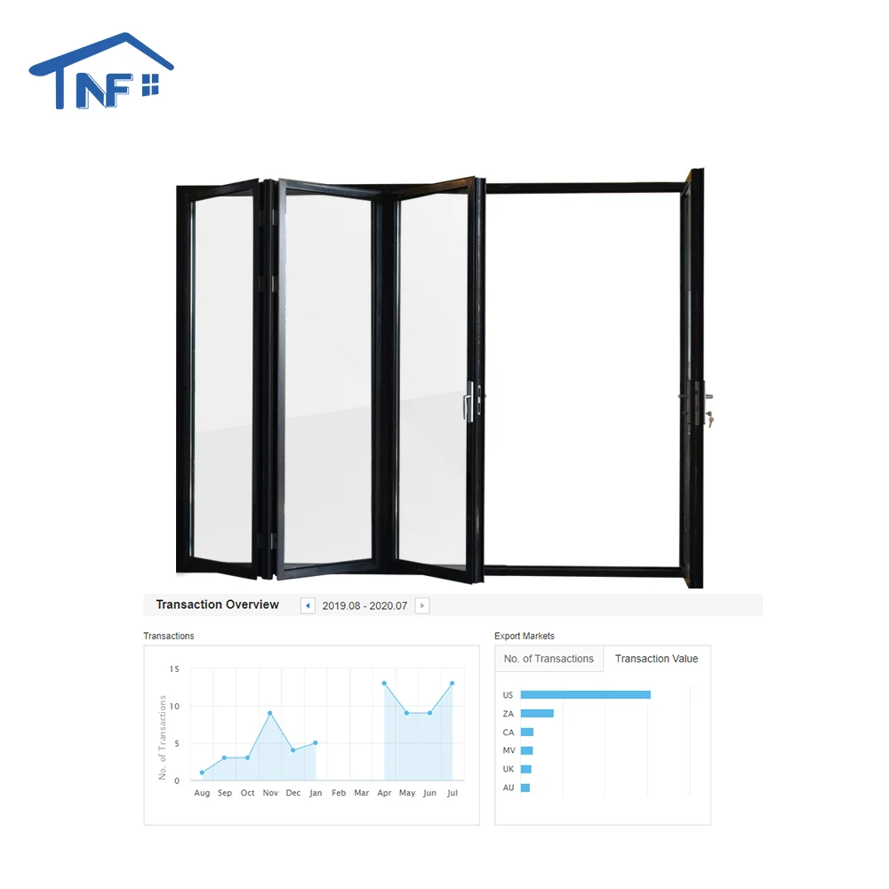 Foshan NF aluminium 4 panel clear glass exterior door