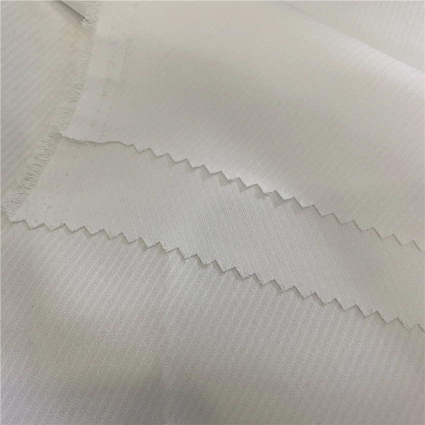 WHOLESALE White Twisted Poly 80D SPH Cavalry Twill Woven Imitated Silk Crystal Chiffon Fabric For Digital Print Women Dress