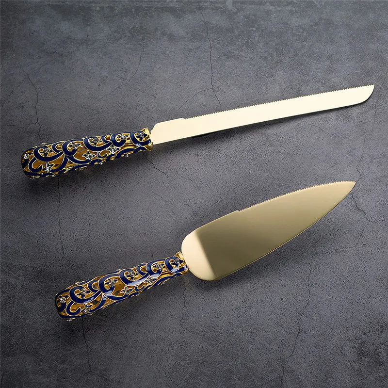 Высококачественная пищевая лопата из нержавеющей стали с кристаллами, нож для свадебного торта и Сервировочный набор для заклинивания