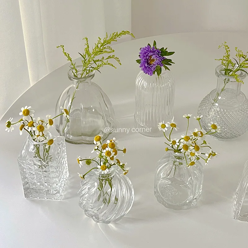 JAYWOOD  Glass Vase Crystal Candle Holder Candleholder For Decorating Dry Fresh Flowers Table Flowerspot
