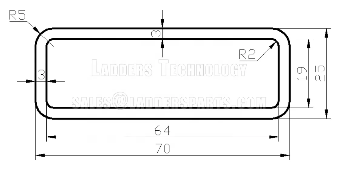 Fiberglass ladder accessories, side profile box channel 70x25x3 mm,  Full Set of the Raw Material