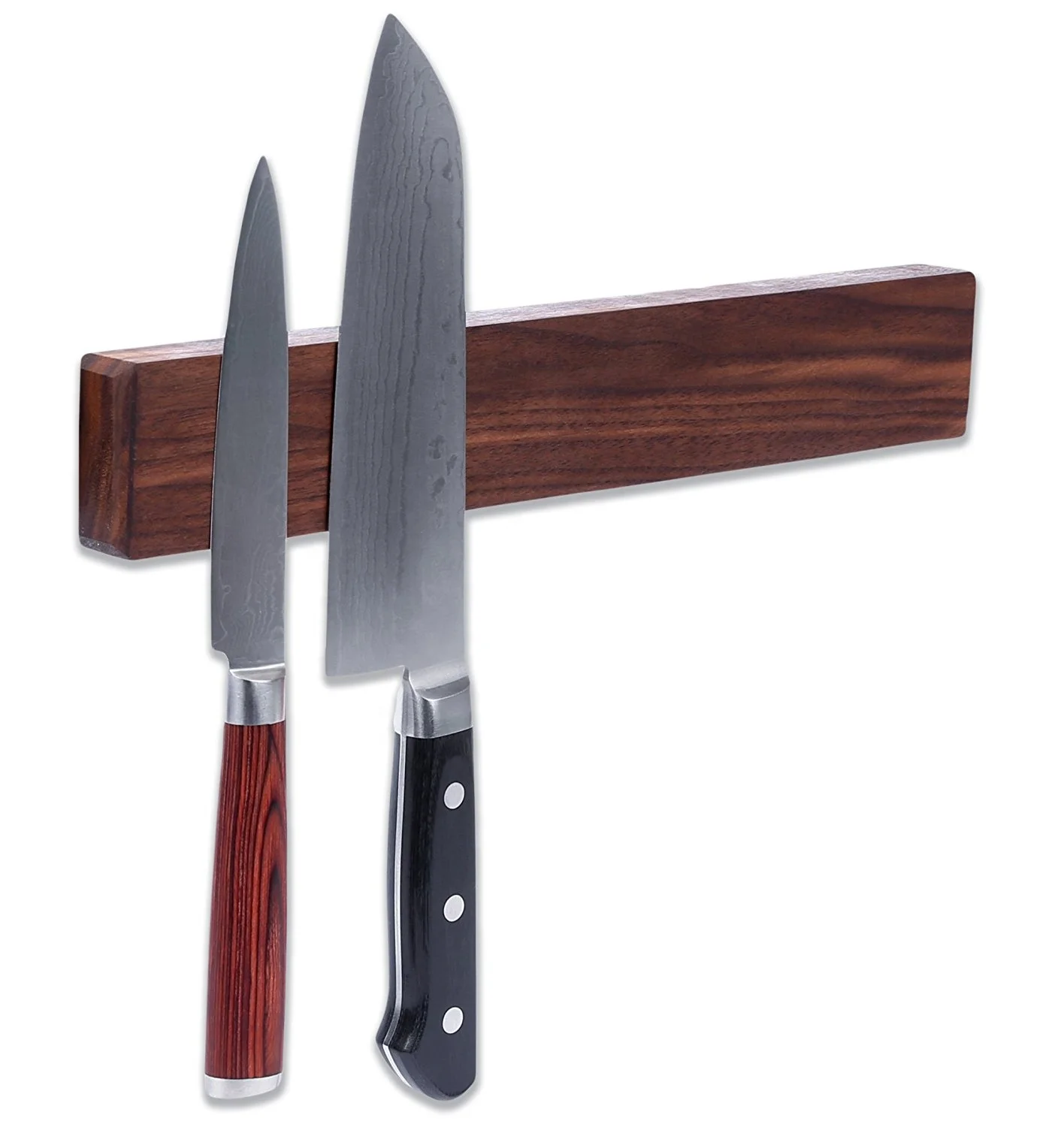 Magnetic Knife Holder, Strong magnets holds knives firmly, 14 inch, Beautifully shaped walnut wood