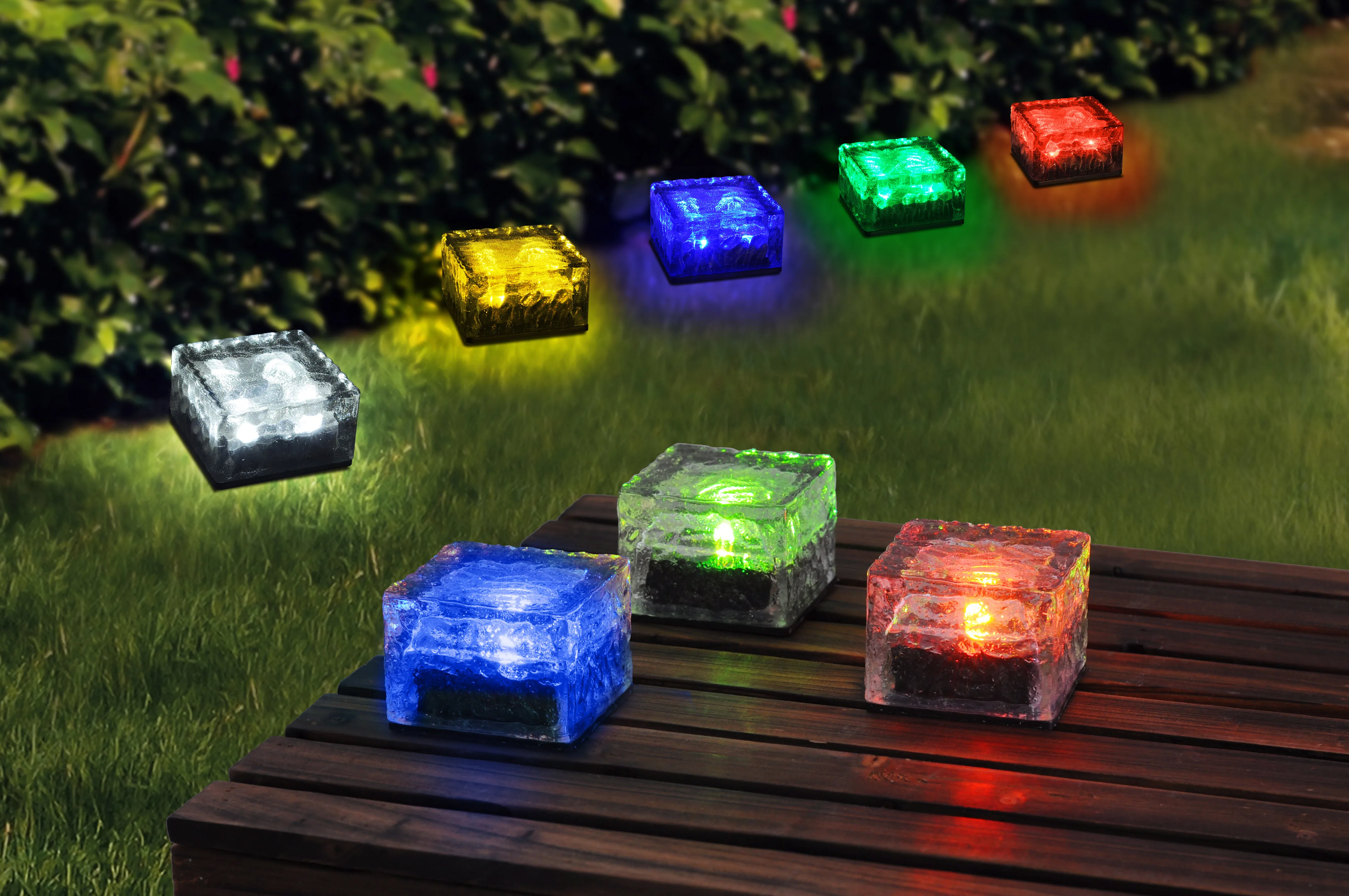 ENJOYSOLAR Outdoor Led Garden Lights Landscape lighting solar glass brick path stair light
