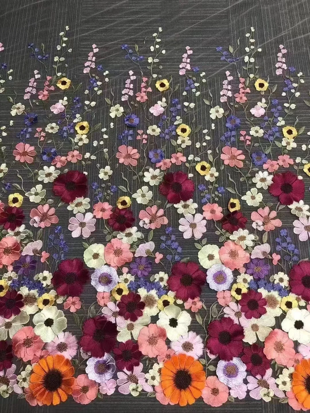 3d ribbon floral lace fabric high quality korean swiss lace fabric