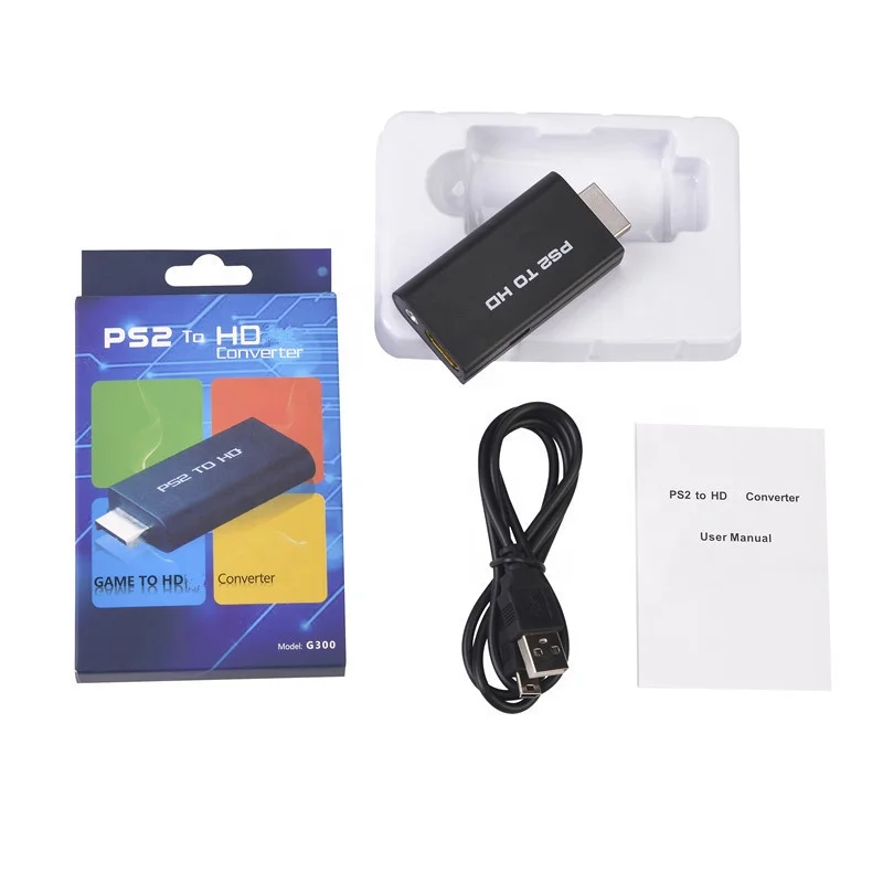 1080P PS2 to HDTV Converter USB Cable with Audio Output AOEYOO CN;GUA Black AY01