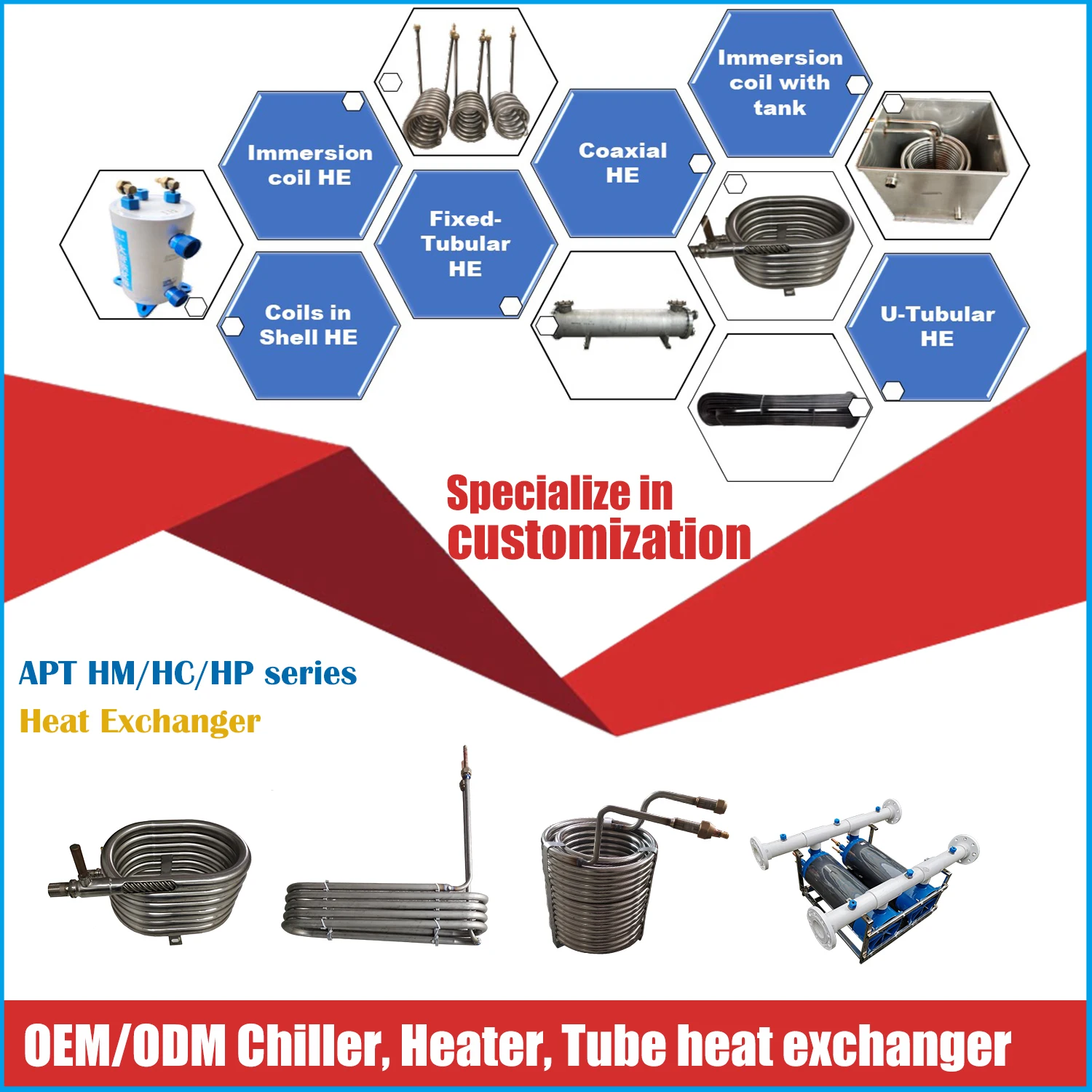 
Double pipe copper Stainless steel Titanium corrugated tube coaxial coil heat exchanger for heat pump heating transfer 