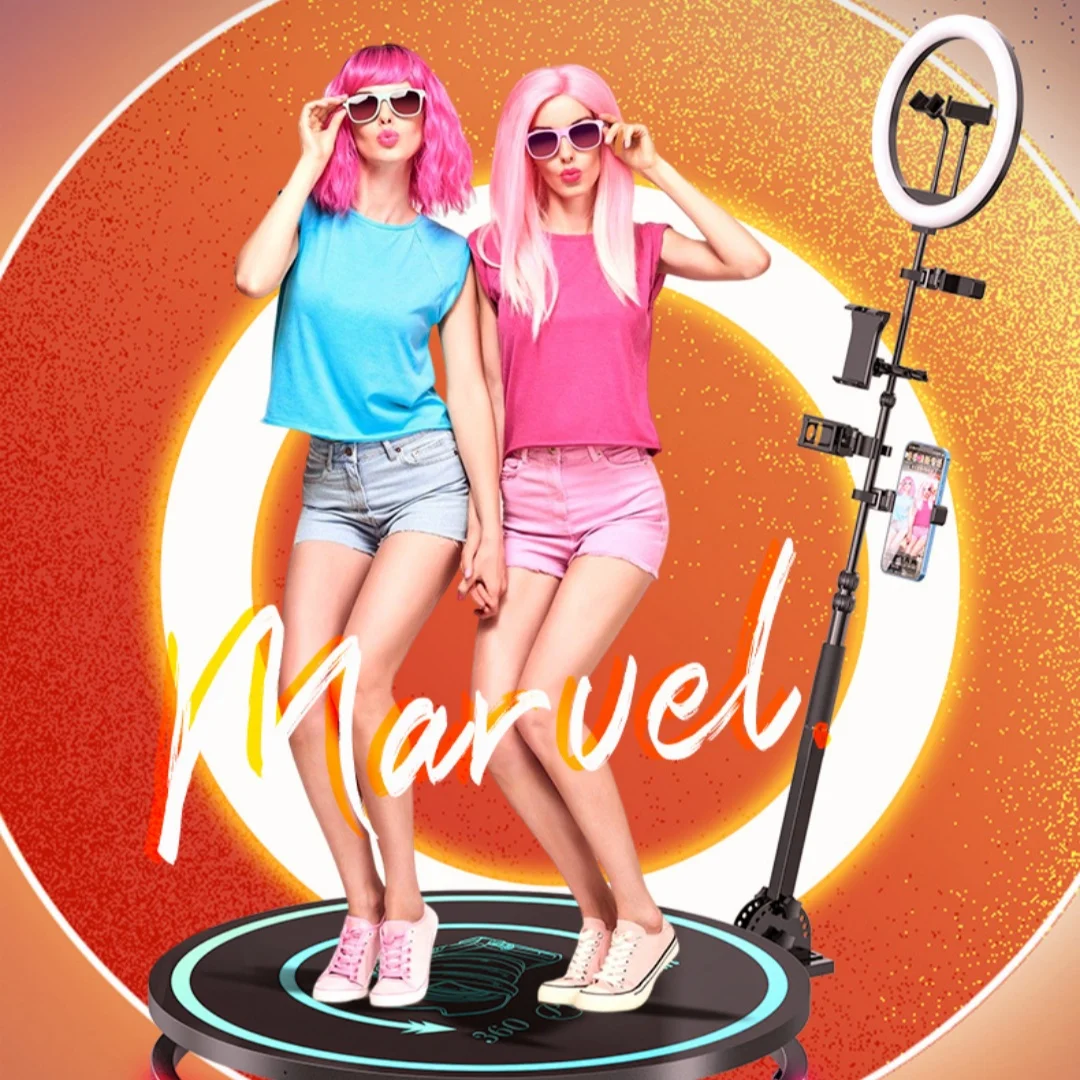 360 Slow Motion Rotating machine Manual Party 360 Kiosk Selfie Machine photobooth With Adjustable Ring Light