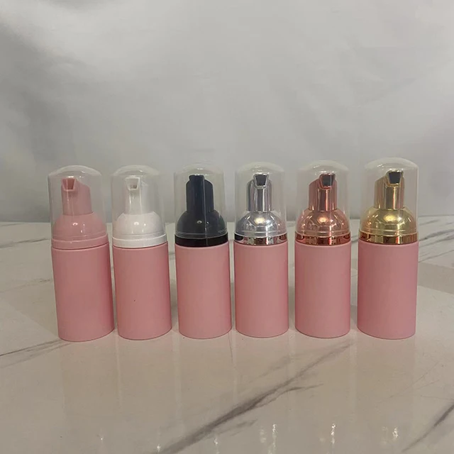 Hengjian 30ml 60ml 80ml 100ml matt frosted pink plastic foam bottle cosmetic foaming soap dispenser bottles for facial cleanser