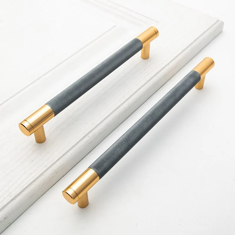 Luxury Knurled Handles Aluminium T Bar Handles Wardrobe Door Pulls Kitchen Cabinet Drawer Pulls Decoration Handles
