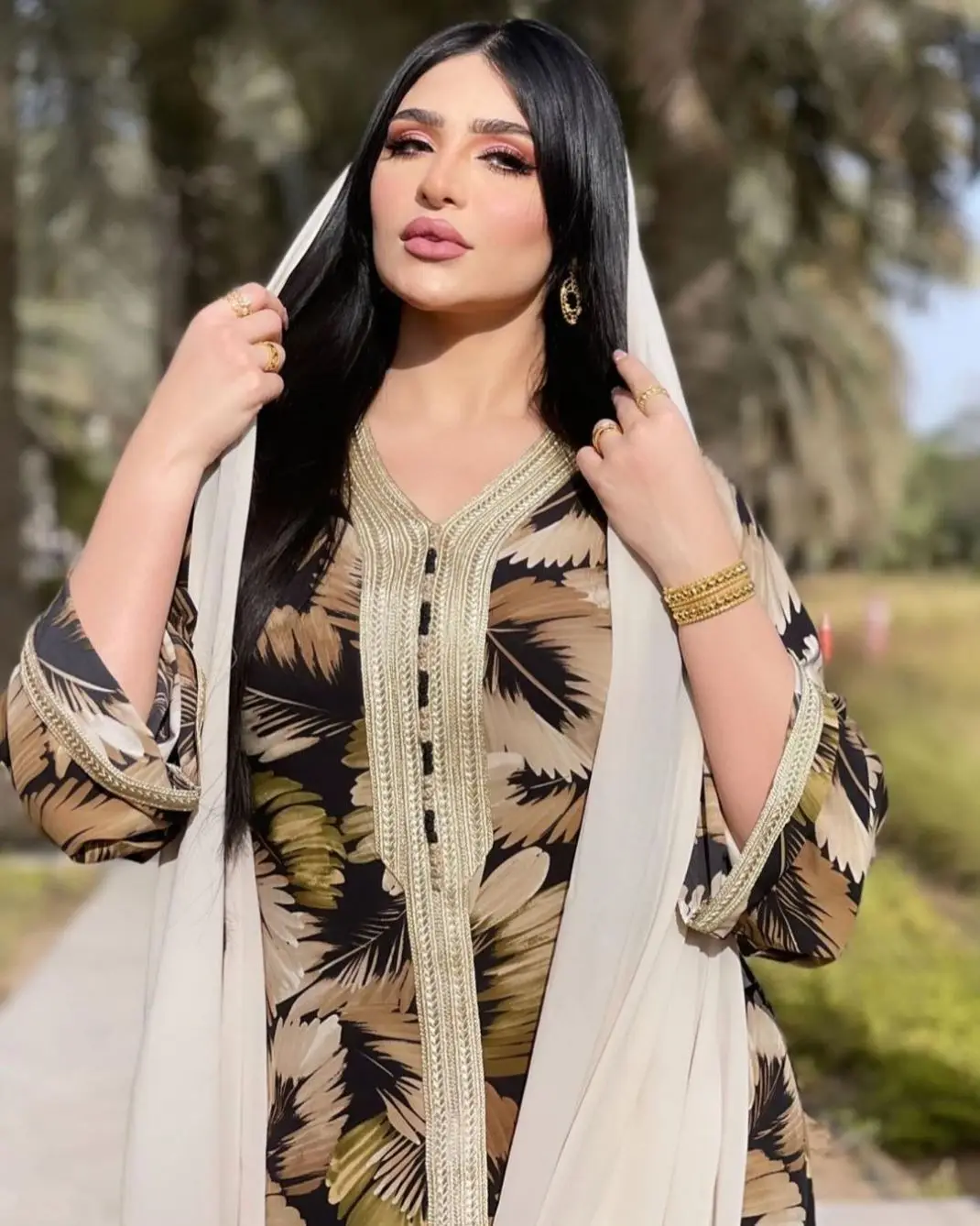 High Quality Wholesale Turkish Dubai Kaftan Long Batwing Flower printed Muslim Dress Women Abaya Islamic Clothing