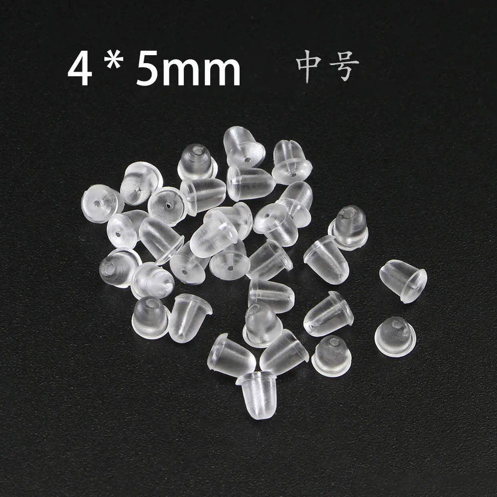 1000pcs/bag Soft Silicone round and bullet clear plastic rubber earring Stopper  nut earring back To Fixed Woman Earring