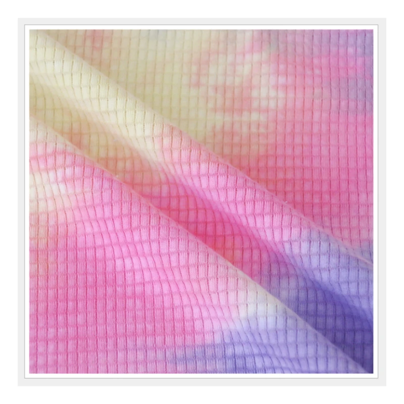 Free A4 sample service 160gsm Knit 100%cotton tie dye rib fabric for garment