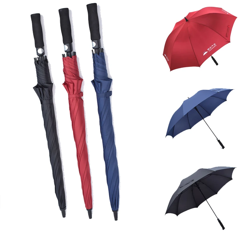 Umbrella for Golf with Wooden Handle Uv Umbrellas Plaid Cover Automatic Straight Reinforced Umbrella