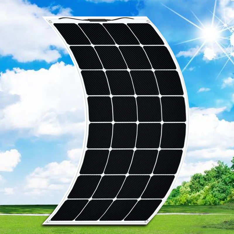 Car Marine 12V 24V 18W 60W 125W 150W Sunpower Semi Flexible Solar Panel Flexible Pv Solar Panel Black