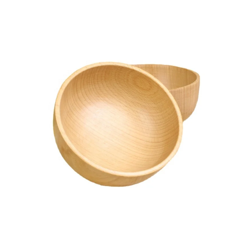2023 Natural Handmade Wood Organic Kitchen Utensils Bamboo Salad Mixing Cereal Bowl