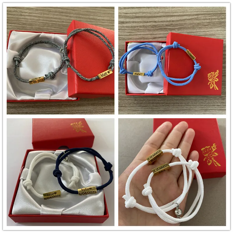 Paro Bracelet dropshipping Custom Name Laser Engraved Message Women Minimalist Love anniversary gift Couple Magnetic Bracelet