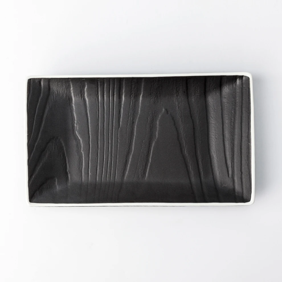 Restaurant Plates 9 10 13 Inch Black White Rim Rectangular Deep Ceramic Dishes