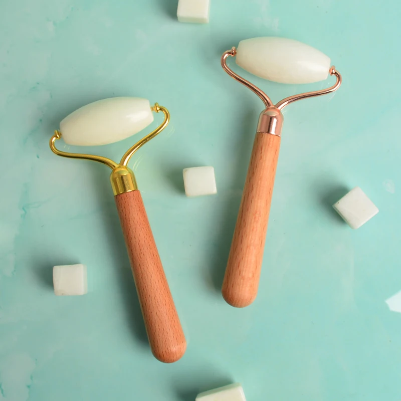 
White massager facial stone roller jade guasha 
