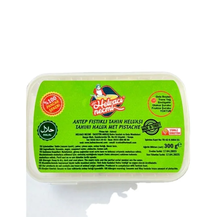 Tahini Halva with Pistache 300 gr Premium Quality Turkish Tahini Halva Does not contain preservatives and additives