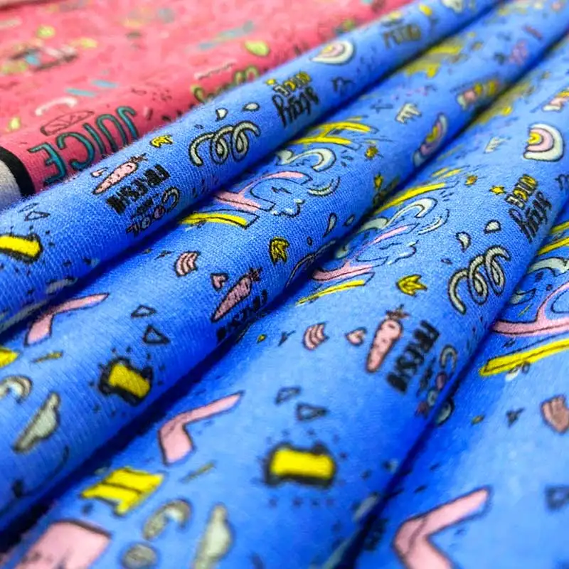  Low MOQ custom printing cotton lycra fabric yarn spandex for children
