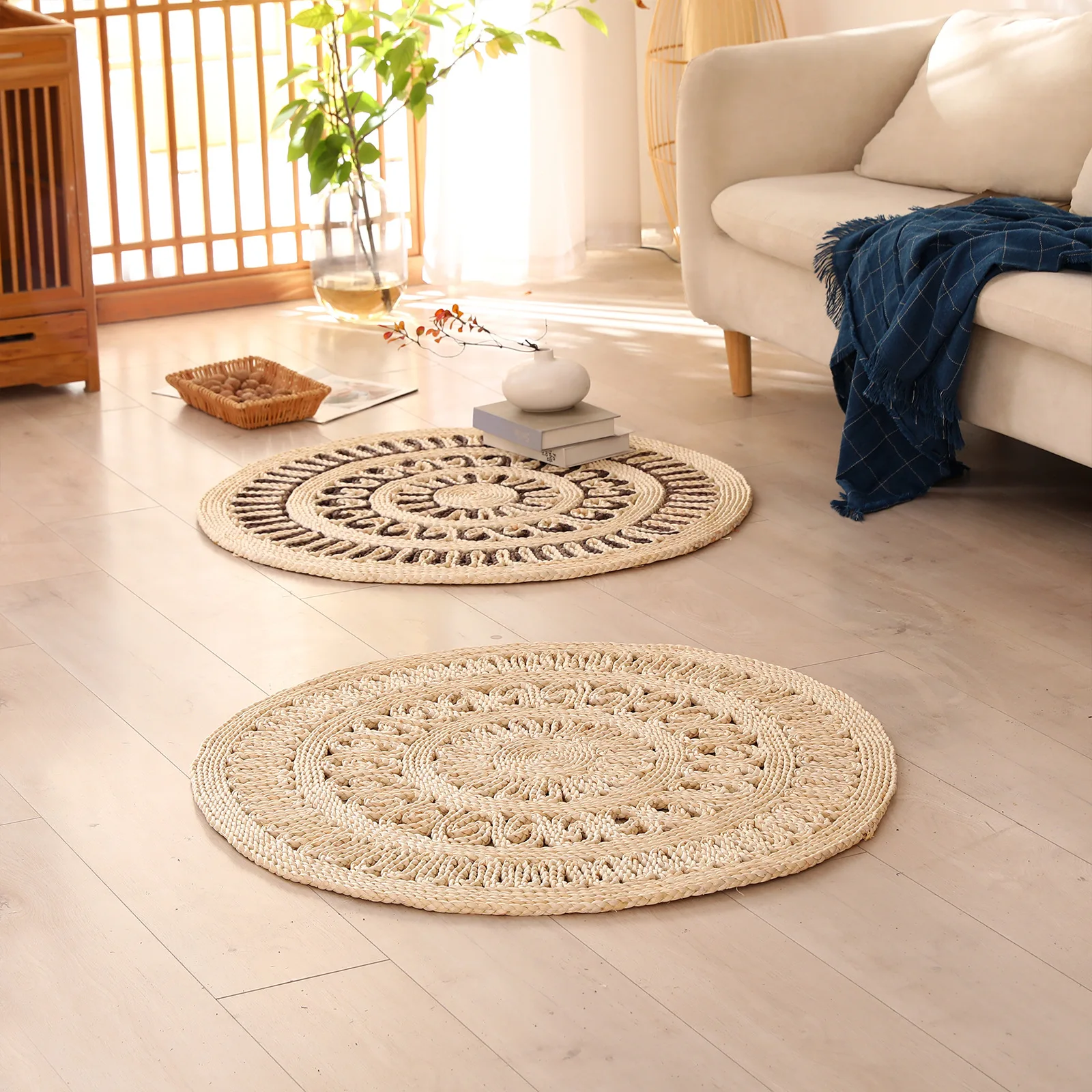 Large Size Round Corn Husk Woven Teaism Rush Cushion Grass Braid Yoga Seat Cushion Insulation Placemat