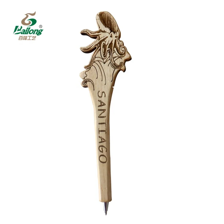 Профессиональная фабрика ручной работы Пользовательский логотип туристический сувенир подарок гравировка деревянная ручка