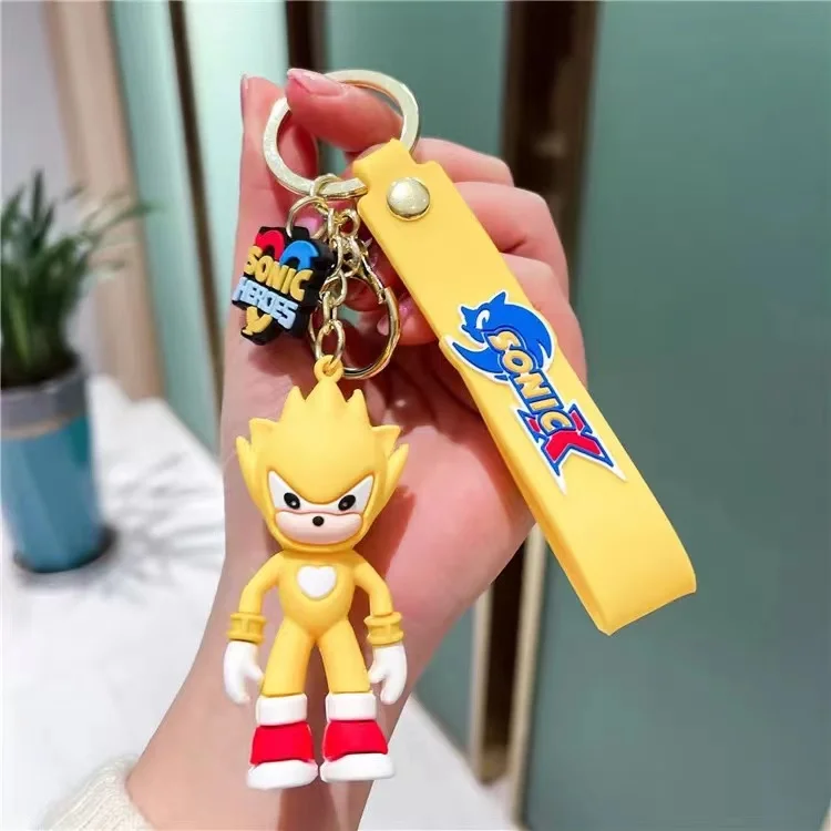 Creative Comic Soft Pvc Keyring Anime Character Key Chain Cute Cartoon 3D Figure Rubber Hedgehog Sonic Keychain