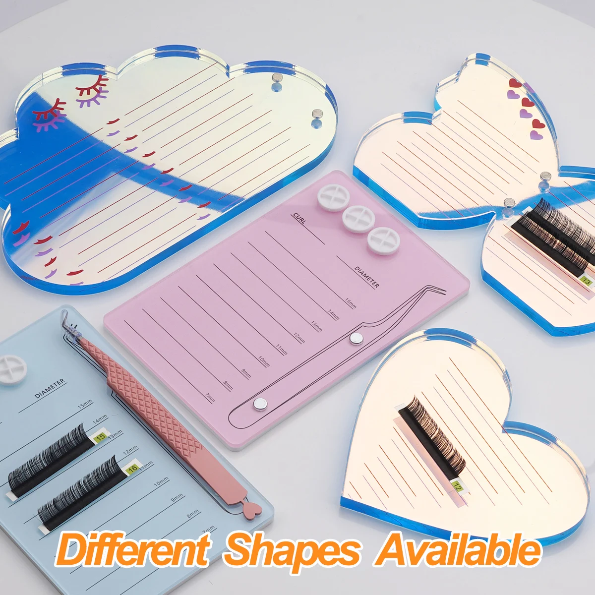 Cloud Heart Butterfly Eyelash Pallet Private Label Magnetic Acrylic Pink Lash Tile with Glue Holder Magnet