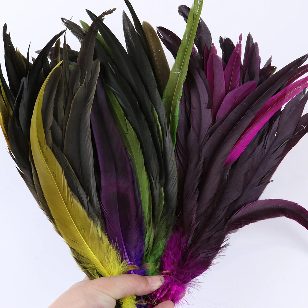 Wholesale 30-35cm Natural Colorful Plumes Rooster Tail Feather For Crafts Carnival Decoration Costumes Hats