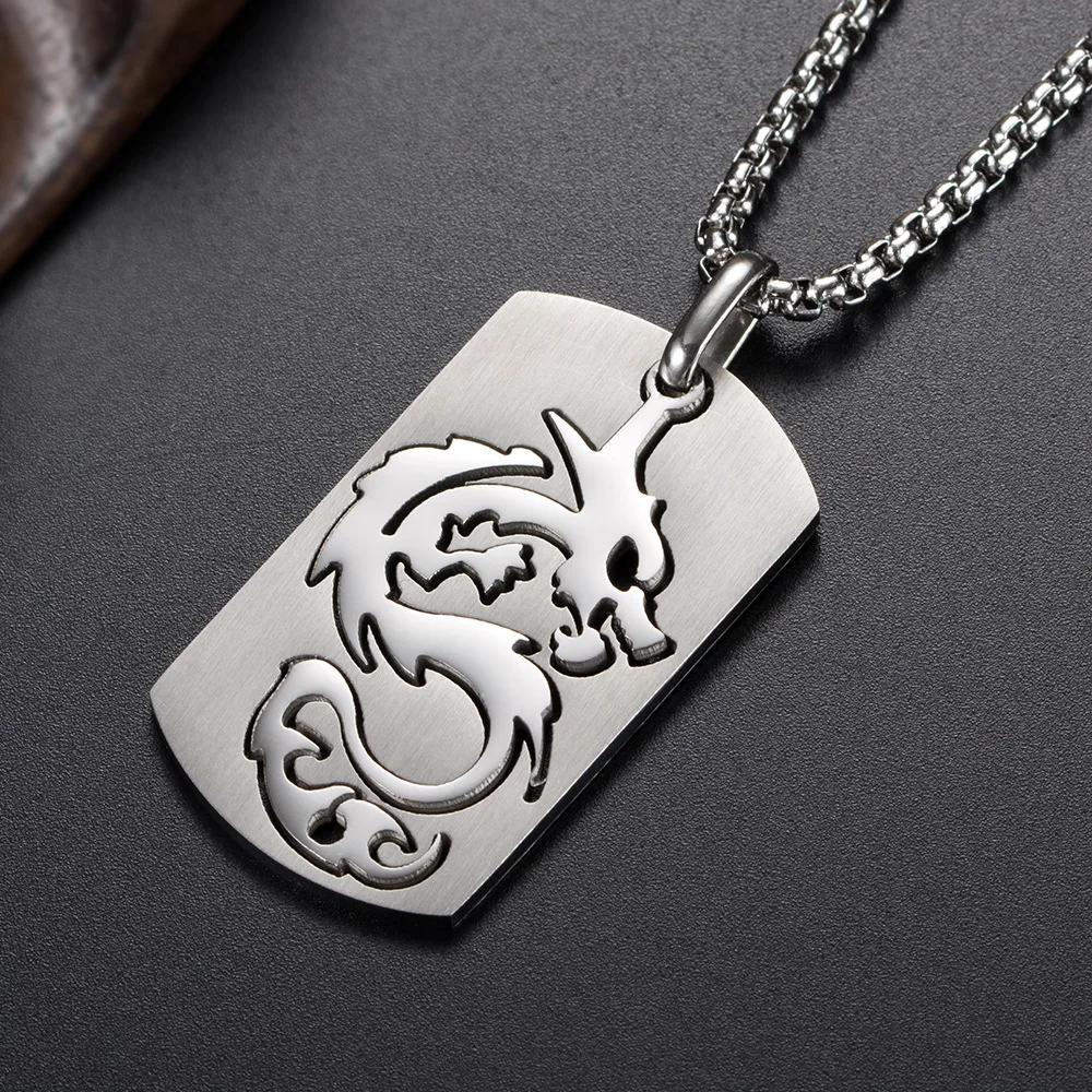 2024 new fashion Retro Titanium steel  Chinese gold dragon  necklace for man