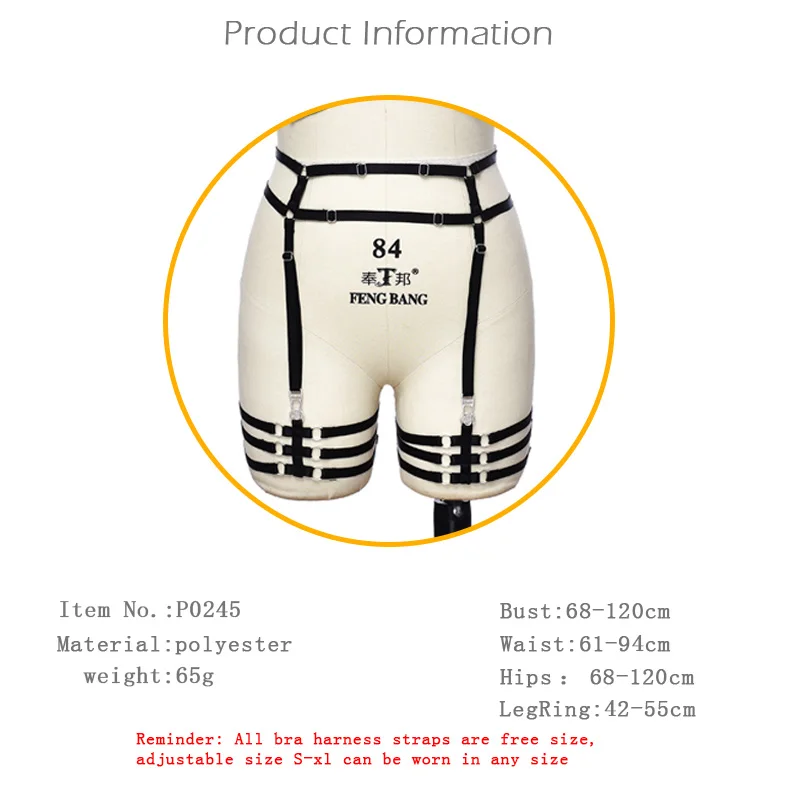 Sexy  Belt Leg Round cage Belt With Garter Eyelash Leg Harness Thigh Garters  P0245