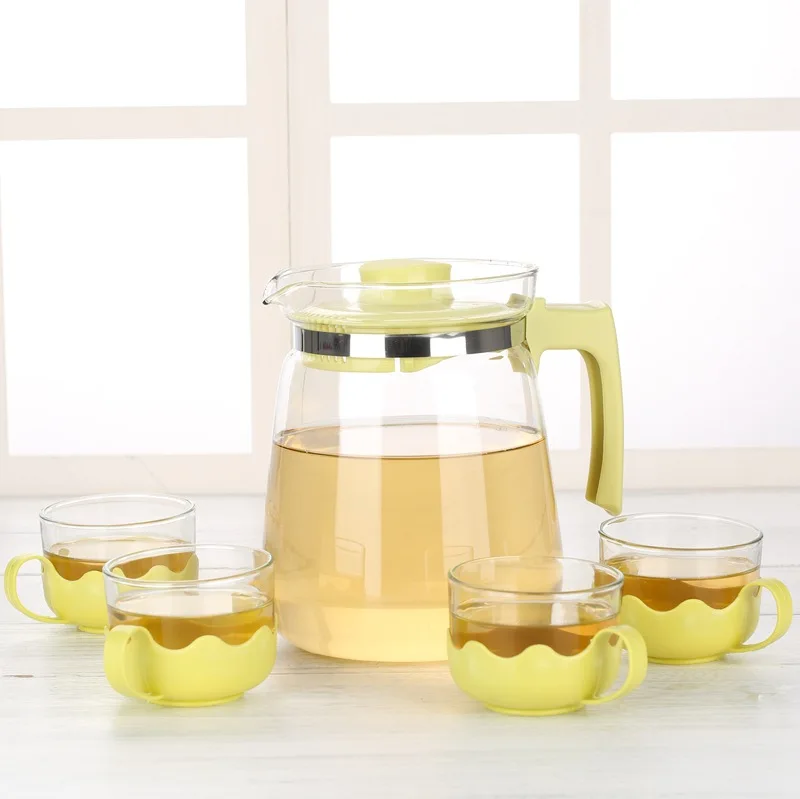 a hot sale glass tea kettle Begonia flower tea pots & kettles Household drinking utensils tea cup set