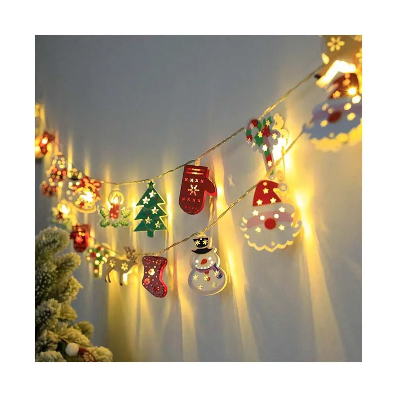 Processing custom LED Christmas iron decorative light string Santa Claus snowflake snowman lights tree