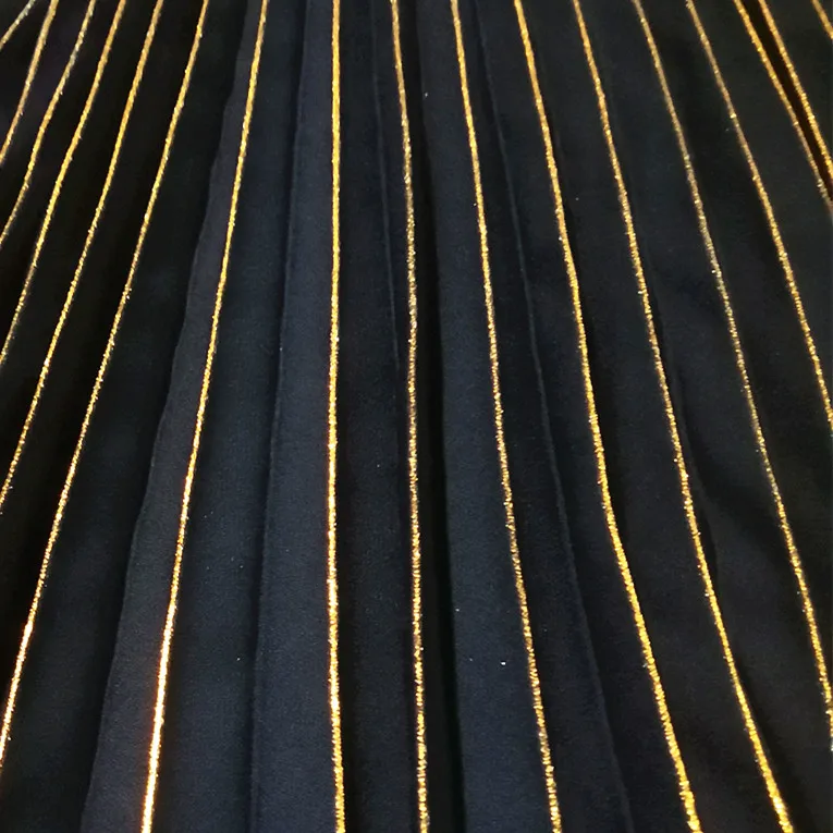 
New style golden edge thick material pleated dress fabric 