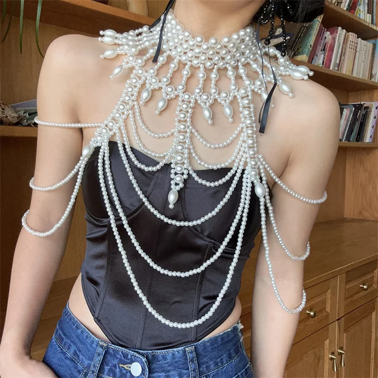 Hand woven pearl body vest accessory body chain sand Hawaii surfing motion Leisure Swimming trunks dance Travel Clubs wear
